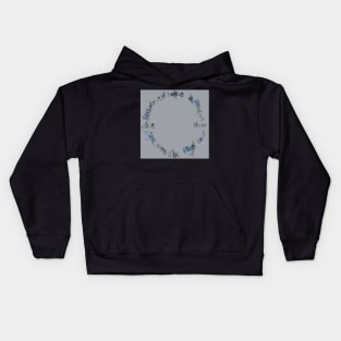 Gray Clock with Numbers, dark gray watercolor Kids Hoodie